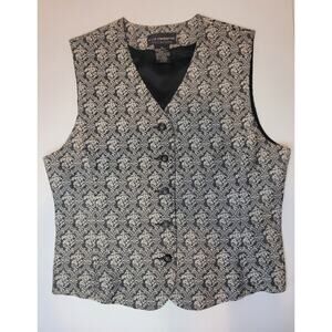 Vintage Liz Claiborne Women's Sz 12 Floral Brocade 5 Button Vest Literary Gothic